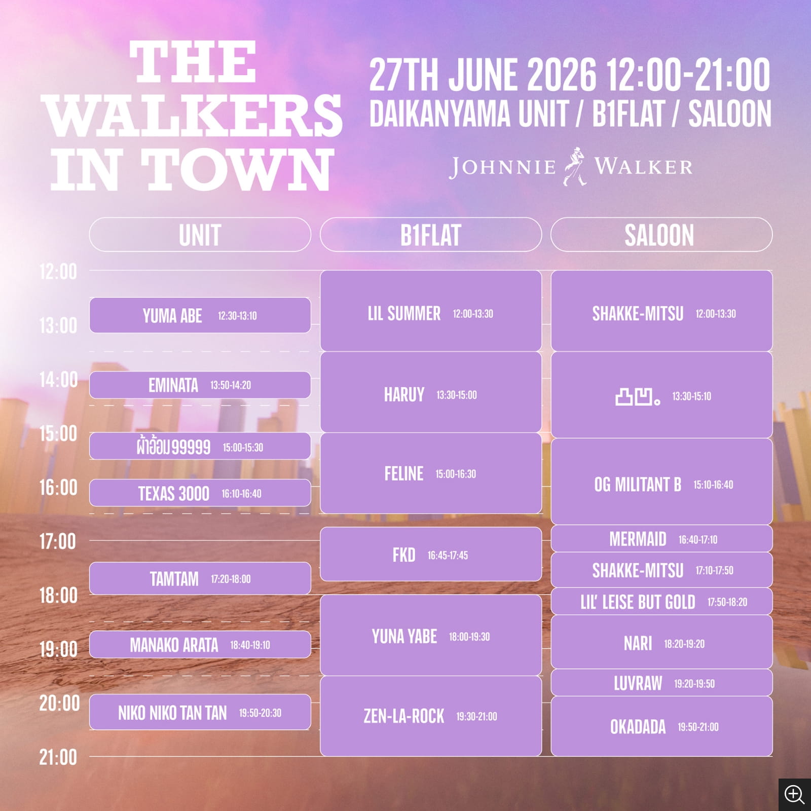 THE WALKERS IN TOWN TIME TABLE