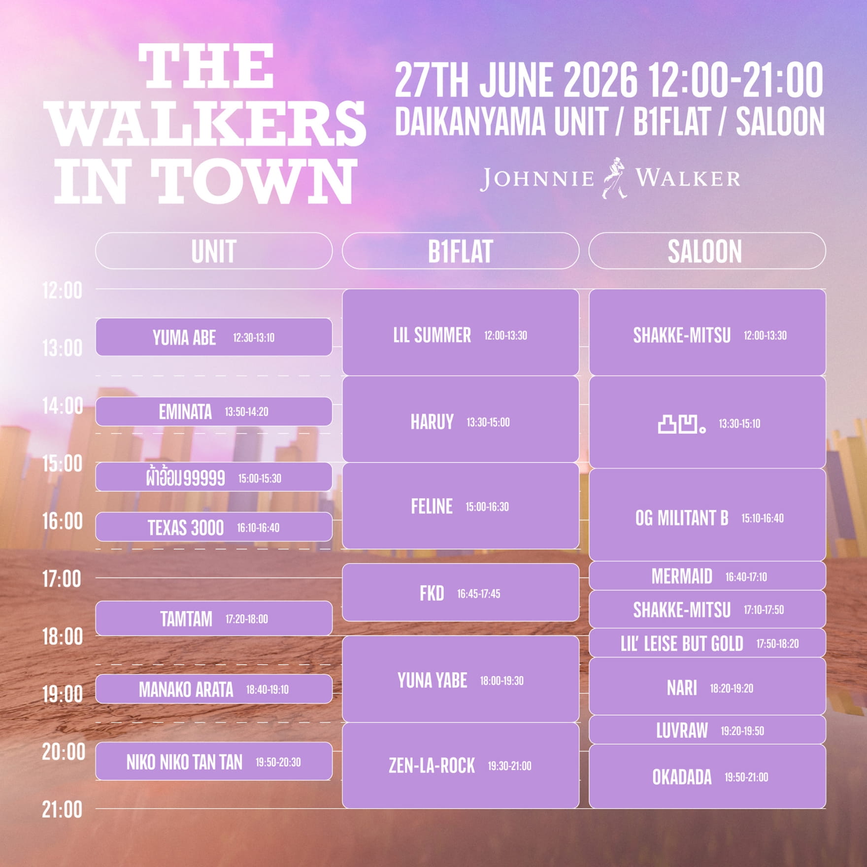 THE WALKERS IN TOWN TIME TABLE